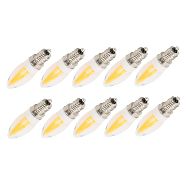 10 stk. E12 Lang Filament Pærer 3W AC110V Lysekrone Loftlampe Pære Varm Hvid