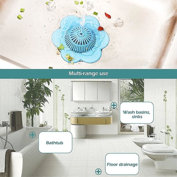 Neljän sinisen silikonisen hiustensieppaajan set imukupeilla - kylpyhuoneen, kylpyammeen ja keittiön pesuallassuodattimet
