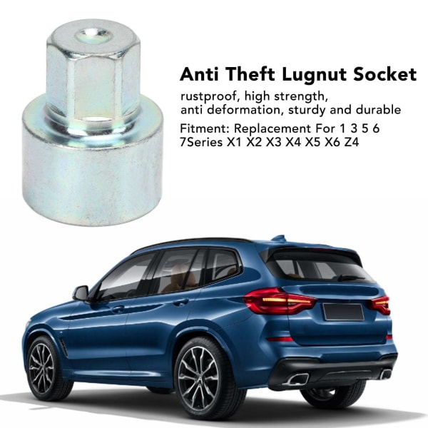 Hjullåsnyckel Anti-stöld Lugnut Socket Ersättning för 1 3 5 6 7 Series X1 X2 X3 X4 X5 X6 Z4 059