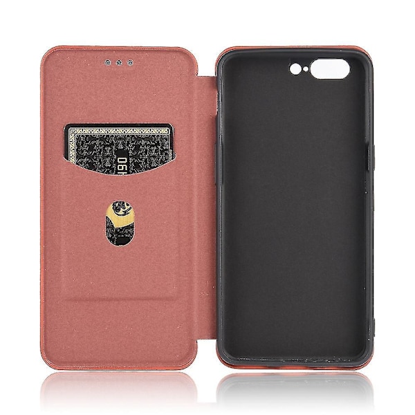 För Oneplus 5 Kolfiber Läderfodral-B6 Brun