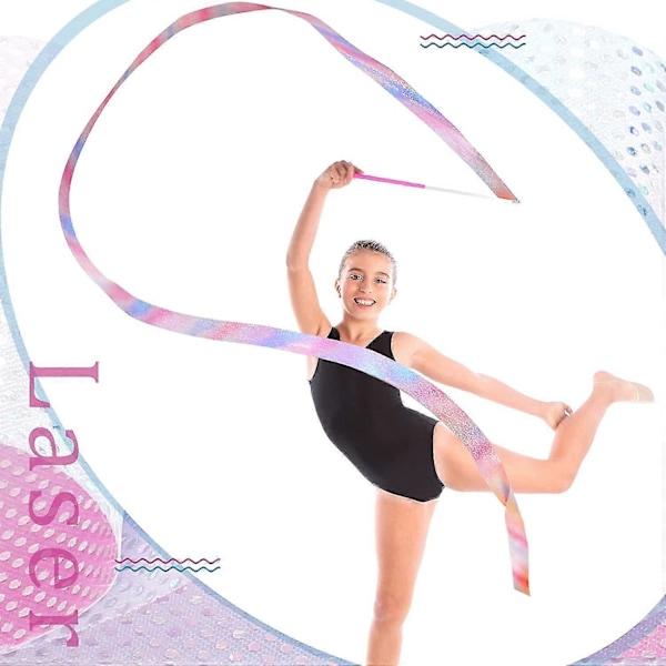 5/10 stk. Blinkende Stjerne Gymnastikbånd Dansebånd Rytmisk Kunstnerisk Gymnastik Ballet Streamer Snurrestang Regnbuestav Træning 2M/4M 10 stk. Sort 2M