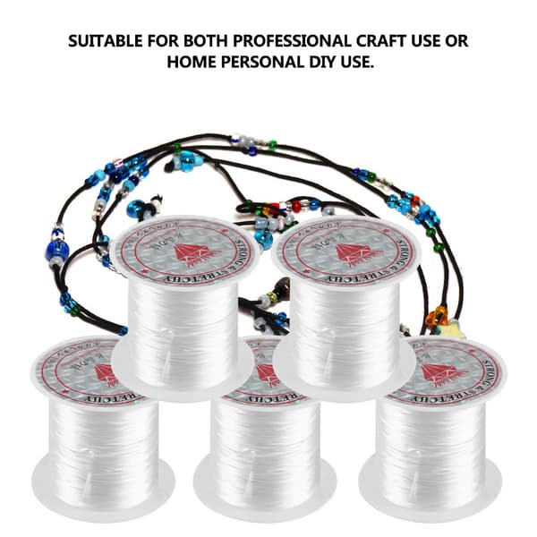 5 ruller krystalltråd perlesnor smykke materiale elastisk tråd for smykker DIY (hvit)