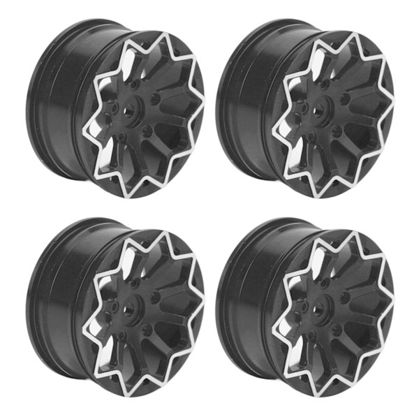 4 st RC-hjulfälgar i CNC-bearbetad aluminiumlegering, 52 mm diameter, navdiameter för 1/10-driftbilar på väg, svart