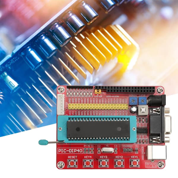 Microchip-oppimiskortti PIC16F877A-mikrokontrollerin kehityskortti RS232-liitännällä