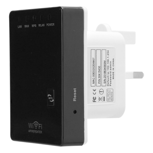 Langaton verkkorouteri Wifi Single Boost Repeater SSID Vahvistin 300mbps 100-240VUK Pistoke