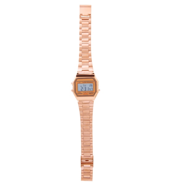 Digital LED-bakgrundsbelysning Elektronisk armband i rostfritt stål Watch (roseguld) Rose Gold