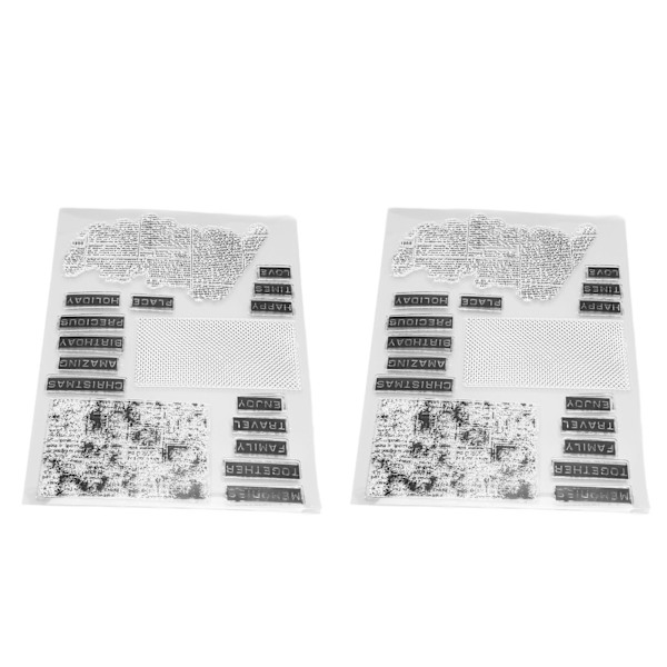 2 stk klart stempel Engelske ordmønster Klart Sikker Gjenbrukbar TPR Multi Purpose Transparent stempel for kort Konvoluttfremstilling