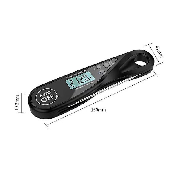 Omedelbar läs kökstermometer med LCD-skärm med bakgrundsbelysning och vikbar sond för matlagning, kött, BBQ, biff