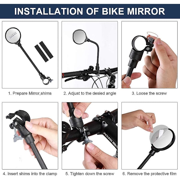 Cykel Speglar Cykel Backspegel Styre Säkerhet Bakre Vidvinkel Speglar Justerbar Roterbar Styre Monterad Plast Konvex Spegel (2st)