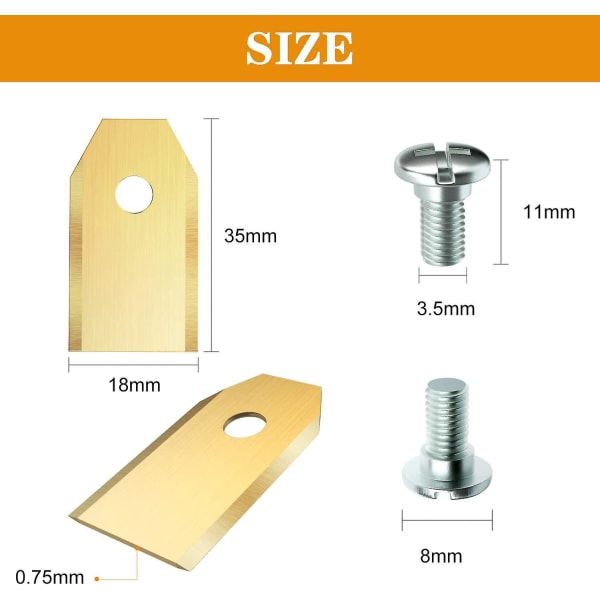 30 erstatningsblader i titan for Husqvarna/Gardena/Yard Force/Automower gressklippere med skruer