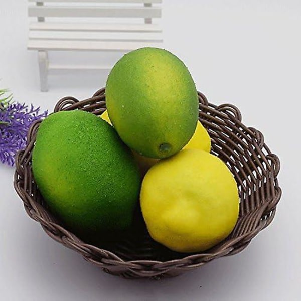 Kunstig frukt til dekorasjon, falsk gul sitron, simuleringsfrukt og grønnsaker, dekorasjon til hjemmet og kjøkkenet kunstig lime X5pcs-phwj