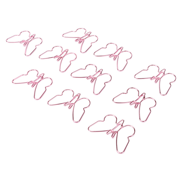 100 stk formet papir klips rosa sommerfugler form metall søt stil lett bærbar kontor klips for dokument