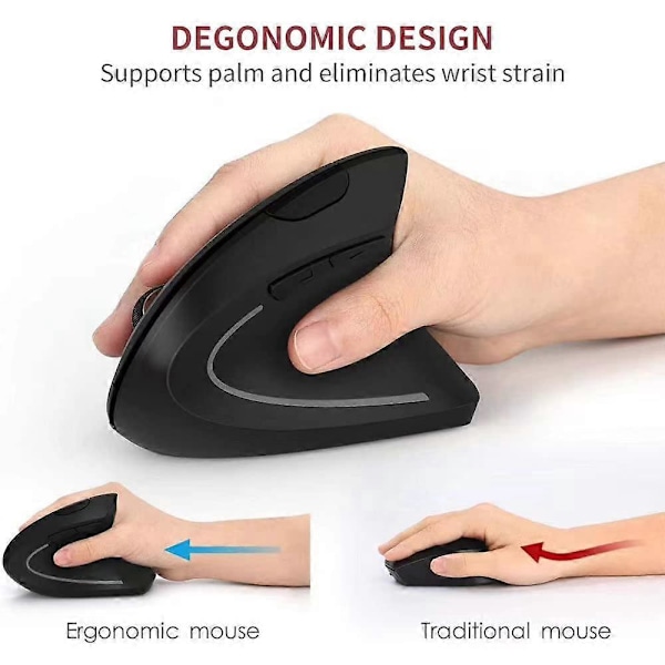 Ergonomisk mus, vertikal trådløs computermus 2.4G