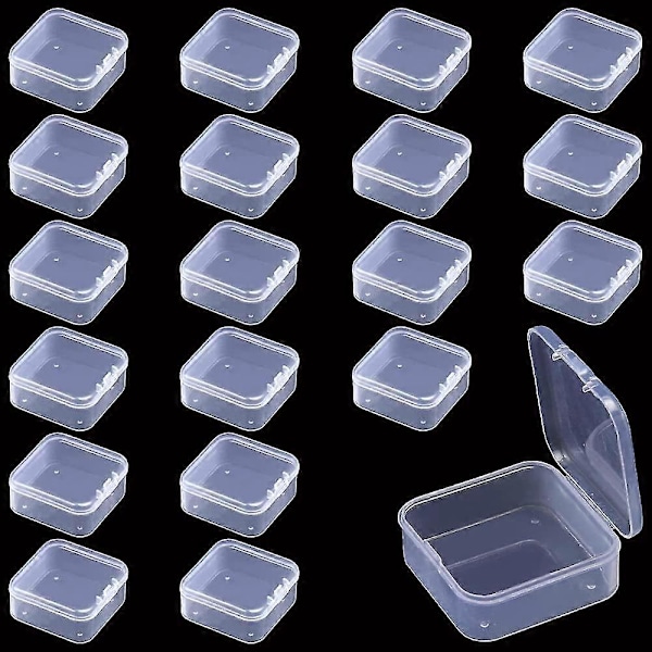 20 Stycken Små Genomskinliga Plastlådor Med Fyrkantigt Lock Mini Genomskinlig Plastlåda Små Plastbehållare För Pärlor, Smycken, Piller_SZXM