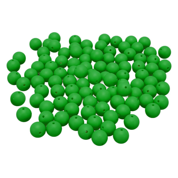 105 stk 15 mm Silikone Perler Bulk Runde Silikone Perler Løse Perler til Armbånd Halskæde Nøglering Making Green