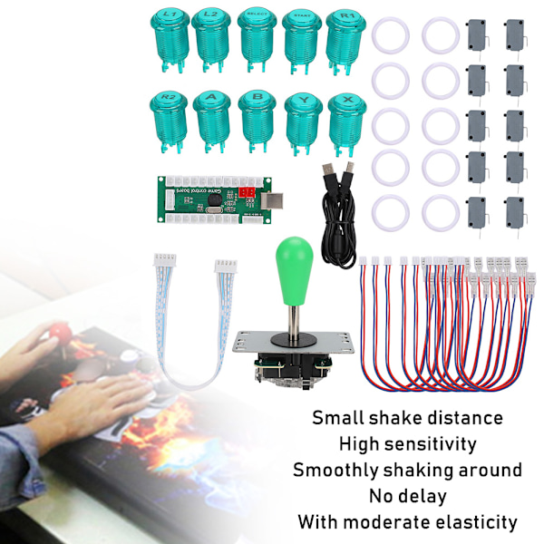 CY-822C DIY Arcade Game US Knapper Joystick Rocker Controller Kit Uten Lys for Rapsberry Pi/PC Grønn
