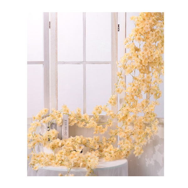 Kunstig Blomster Rattan Enkelt 1,8m 135stk Blomsterhoved Levende Dekorativ Silke Plast Hængende Falsk Rattan til Dekoration Champagne