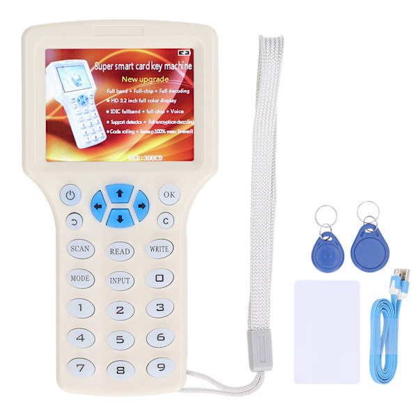 NFC-kortkopierare IC-kortläsare ID-nyckelskrivare 10 frekvens 2,8-tums display för 125 kHz 250 kHz