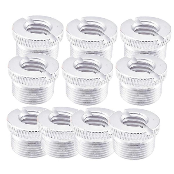 10 st Mikrofon Skruv Adapter 3/8 tum till 5/8 tum Hane Mic Gänga Silver23