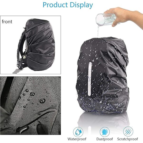 2 pakkauksen vedenpitävät reppusadesuojat - 30-40L sadesuoja, pölytiivis nylon, heijastinnauha - ihanteellinen patikointiin, matkustamiseen ja seikkailuun