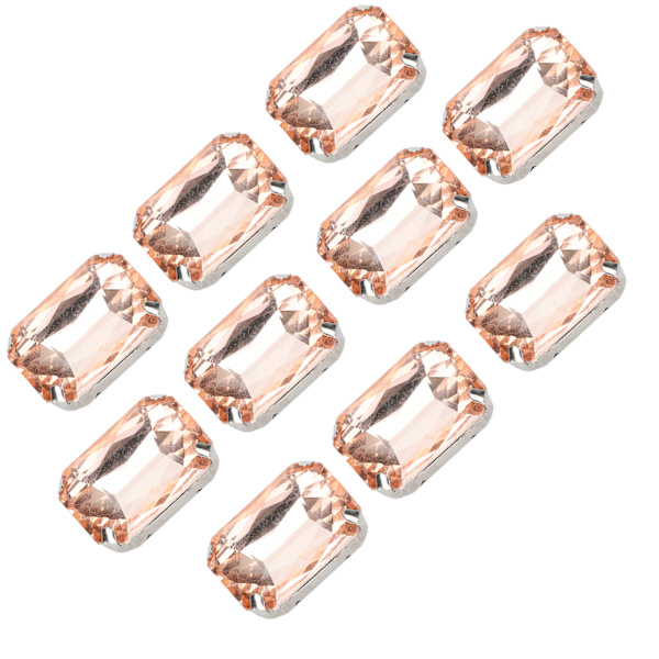 10 stk sy på rhinestones krystaller skinnende knapper dekorasjon for DIY håndverk klær sko vesker 0,71 x 1,1 tommer rosa rektangulær