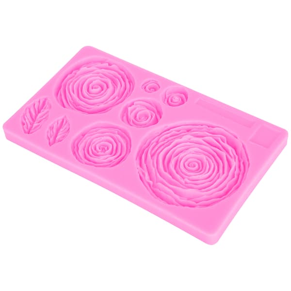 Blomstermønster kageforme DIY silikoneform til chokolade sæbe harpiks dekoration (pink)