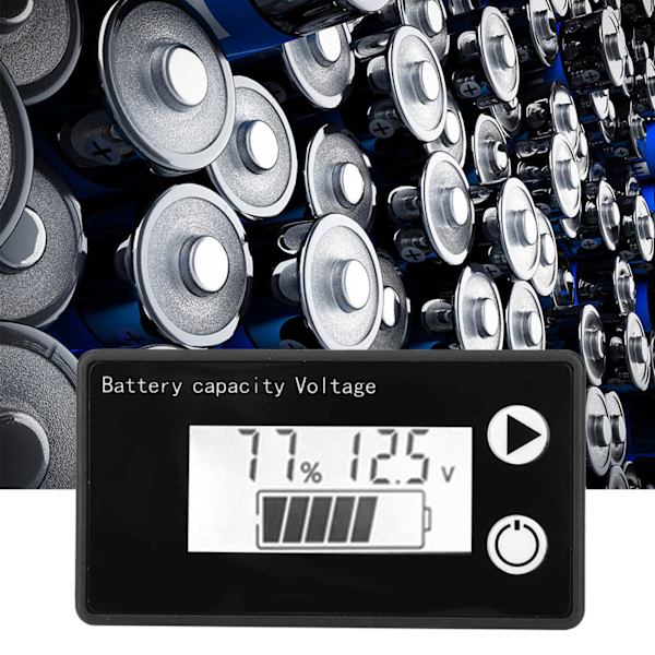 LCD 12V batterikapasitetsindikator Tester Litiumbatteri Universal Digital Display Voltmeter (10-100V hvit alarm)