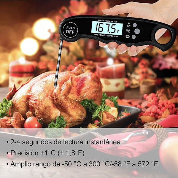Digital Kötttermometer Dubbla Sonden Snabbläsning LCD-Skärm Köksmatlagning Alarm