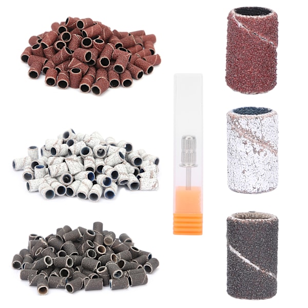 300 st slipmaskiner 80# 120# 180# Grit fil nagel manikyr pedikyr verktyg med axel