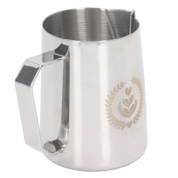 Melkeskummer i rustfritt stål, melkeskummerkanne, blandebeger, kanne for kaffedrikker, 450 ml, sølv