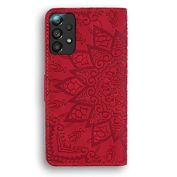Plånboksfodral för Samsung Galaxy A33 5G Premium PU Läder Flip Cover Mandala Röd