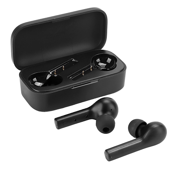 QCY-T5 ABS Trådløse Bluetooth-hodetelefoner Begge sider Komfortable In-Ear Øretelefoner med Laderetui