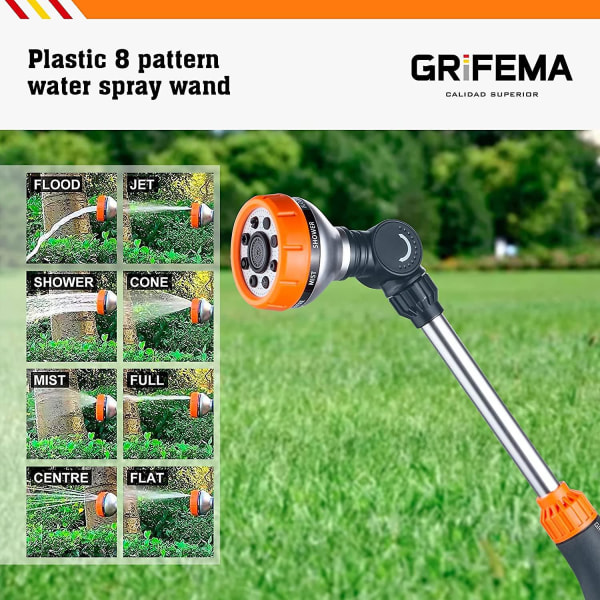 Justerbar 8-mönster bevattningspistol med kontrollerbart flöde för biltvätt, trädgårdsrengöring och trädgårdsbevattning