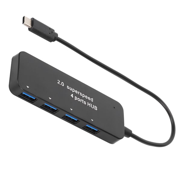 TYPE-C Superspeed 4-porttinen 2.0 HUB-liitäntä, ulkoinen virtalähde, muovinen USB-moniliitäntäsovitin