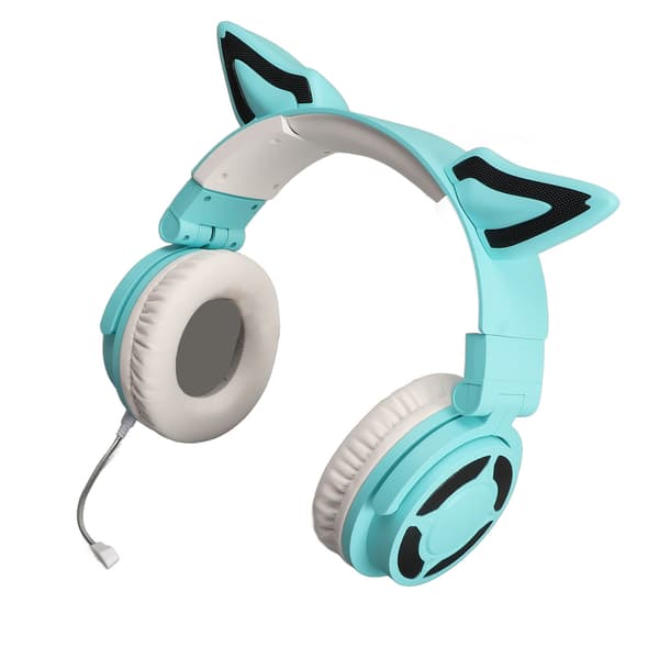 RGB Cat Ear Headset Bluetooth 5.3 Trådlös Brusreducering Typ C Vikbart Gaming Headset med Mikrofon för Lyssning