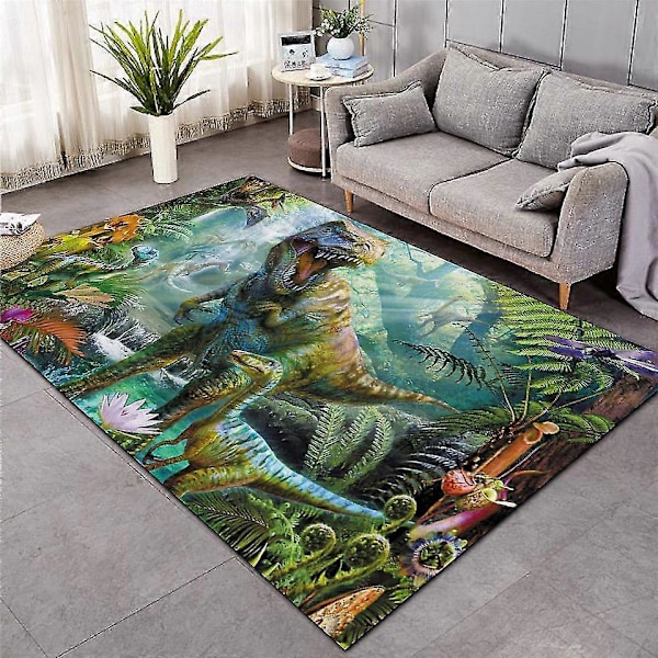 Mattor i nordisk stil 3D Dinosaurie Tryck Tjockare Matta För Vardagsrum Sängsida Sovrum Fjäder Matta Hushålls Flanell Matta/mattor9 90cmx150cm