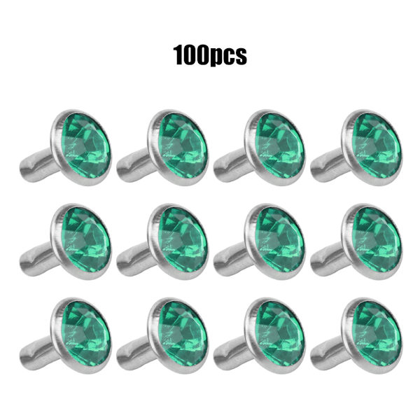 B Akryl Diamant 8mm Dekorativ DIY Nitar Kläder Tillbehör 8mm Silver Kant KristallSmaragd