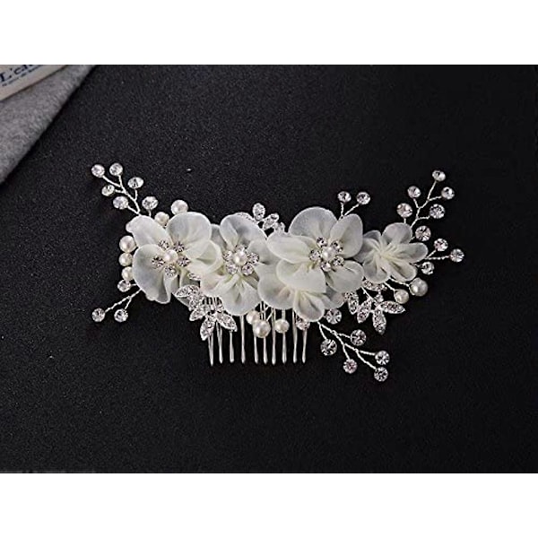 Handgjord Elegant Retro Elegant Dam Blommor Brudkam Pärlor Strass Bröllop Brudsmycken Håraccessoarer Strass Hårklämma