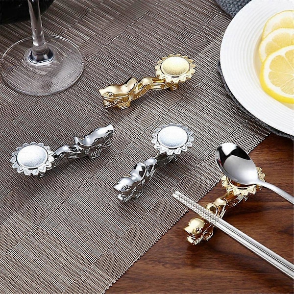 Chopsticks Holder Legering Retro Drage Chopsticks Rack, Gull 4 stk