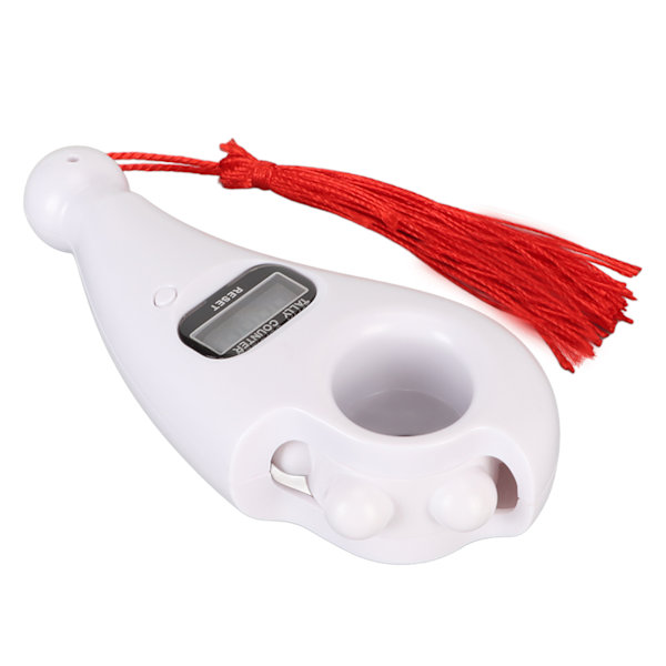 Digital Beads Counter LCD-skärm Lågt brus Portabel Digital Buddha Beads Counter med tofs för Meditation Avslappning Vit