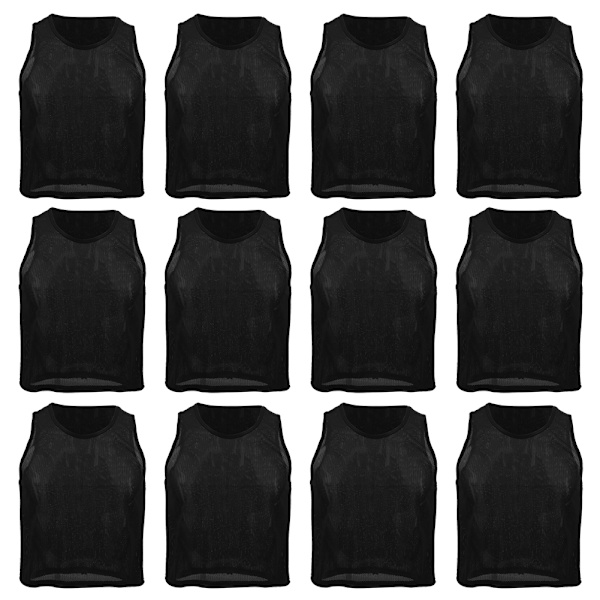 12st Small Mesh Andas Barn Fotboll Träning Träningsväst Svart Barn Gratis Storlek