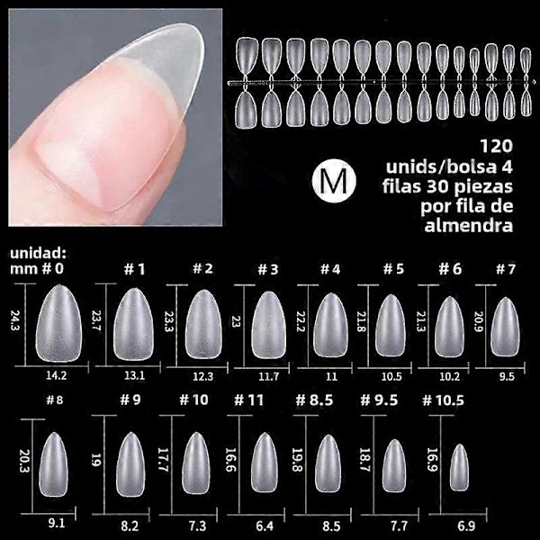120 stk. XXS Løsnegler Transparent Matrix Gel Myk Full Dekning Myk Forlengelse Mini For Manikyr Falskt Hårverktøy A 08