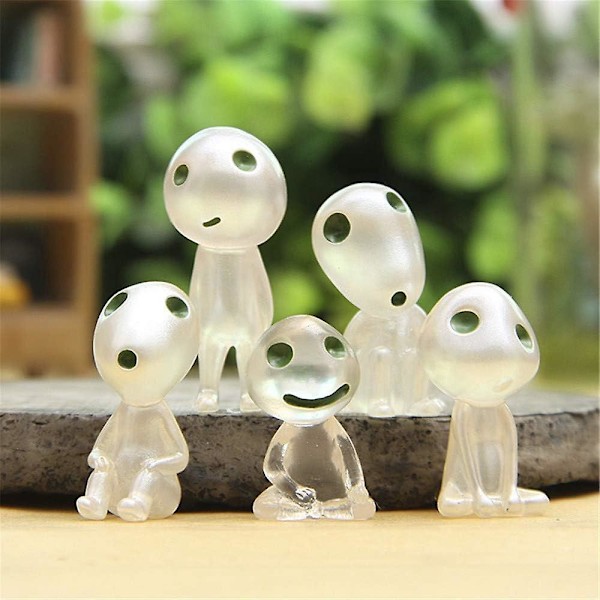Princess Mononoke Lysande Trädälva Figurer Set om 6 - Trädgårdstillbehör för Utomhusbruk