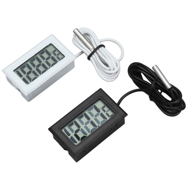 2 stk. Elektronisk Digital Termometer Termostat Temperaturmåler 2s Opdatering med Probe (Sort Hvid)