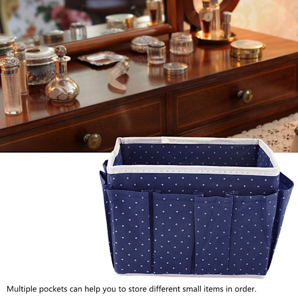 Dots Desktop Makeup Storage Box Kosmetisk Organizer Case Holder NOn woven (Mørkeblå)