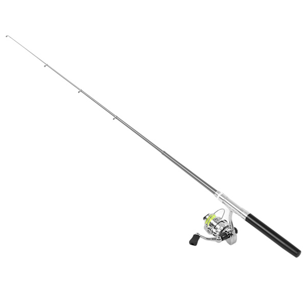 Bärbar Mini Pen Forma Fiske Spö Stång Fick Retractable Fiske Spö med Rulle HjulSvart