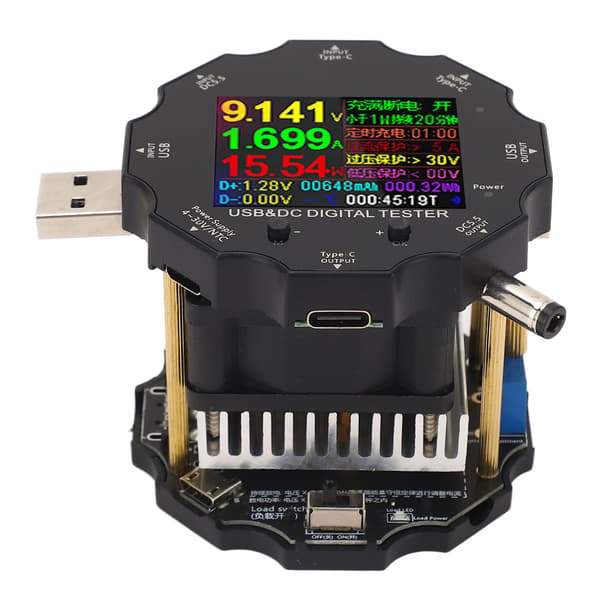 USB-testeri 65W Bluetooth digitaalinen jännitevirta tehovastuskapasiteetti USB-tehomittari 3.6-32V