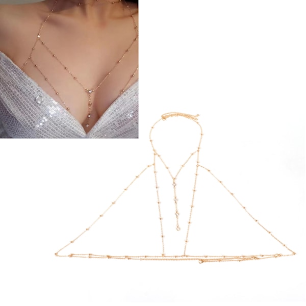 Rhinestone Body Chain Stilig Casual Duskkrystall BH-kjede for Nattklubb Strandfest Maskerade