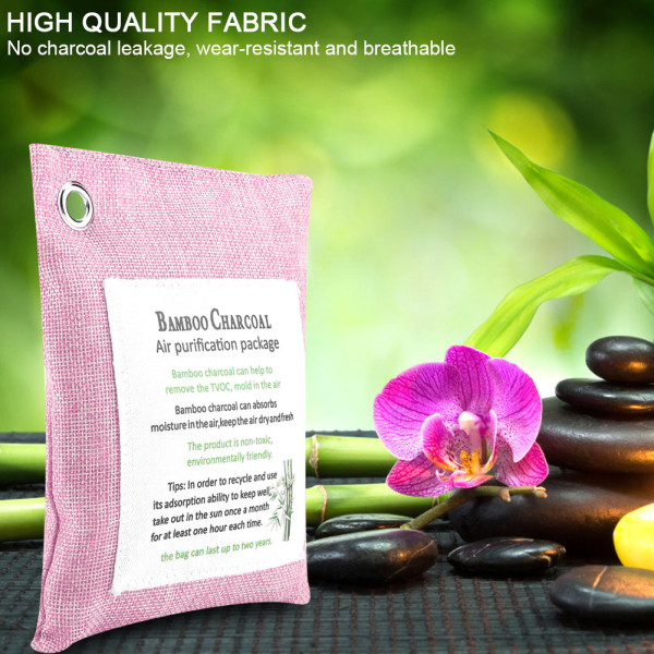 8 farger Air Purifying Bag Aktivt kull Bambus Lukt Purifyer Bil Deodorizer Rosa