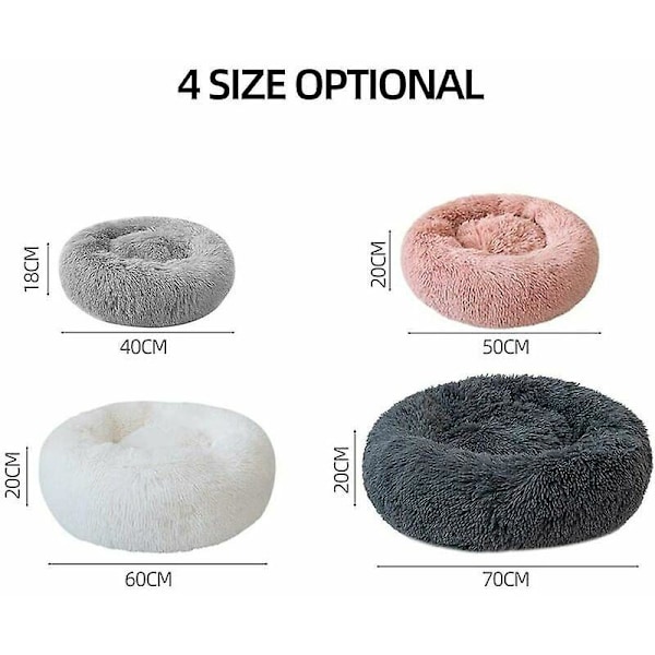 Rund Mjuk Fleece Djurbädd Filt Sovande Kattsäng Rosa Valpbädd - 50cm